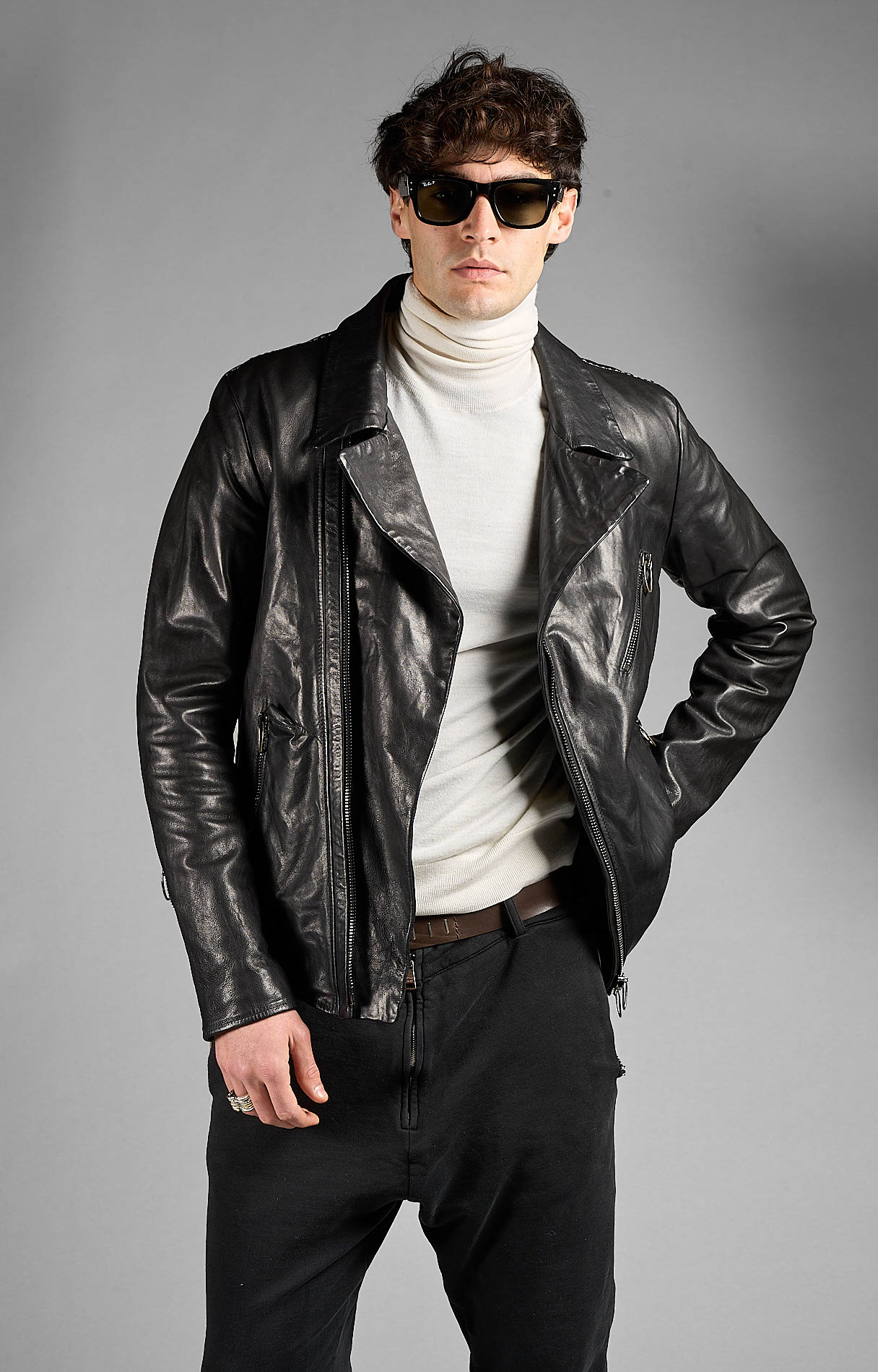 DANIELE BASTA LEATHER AND SILVER JACKET 